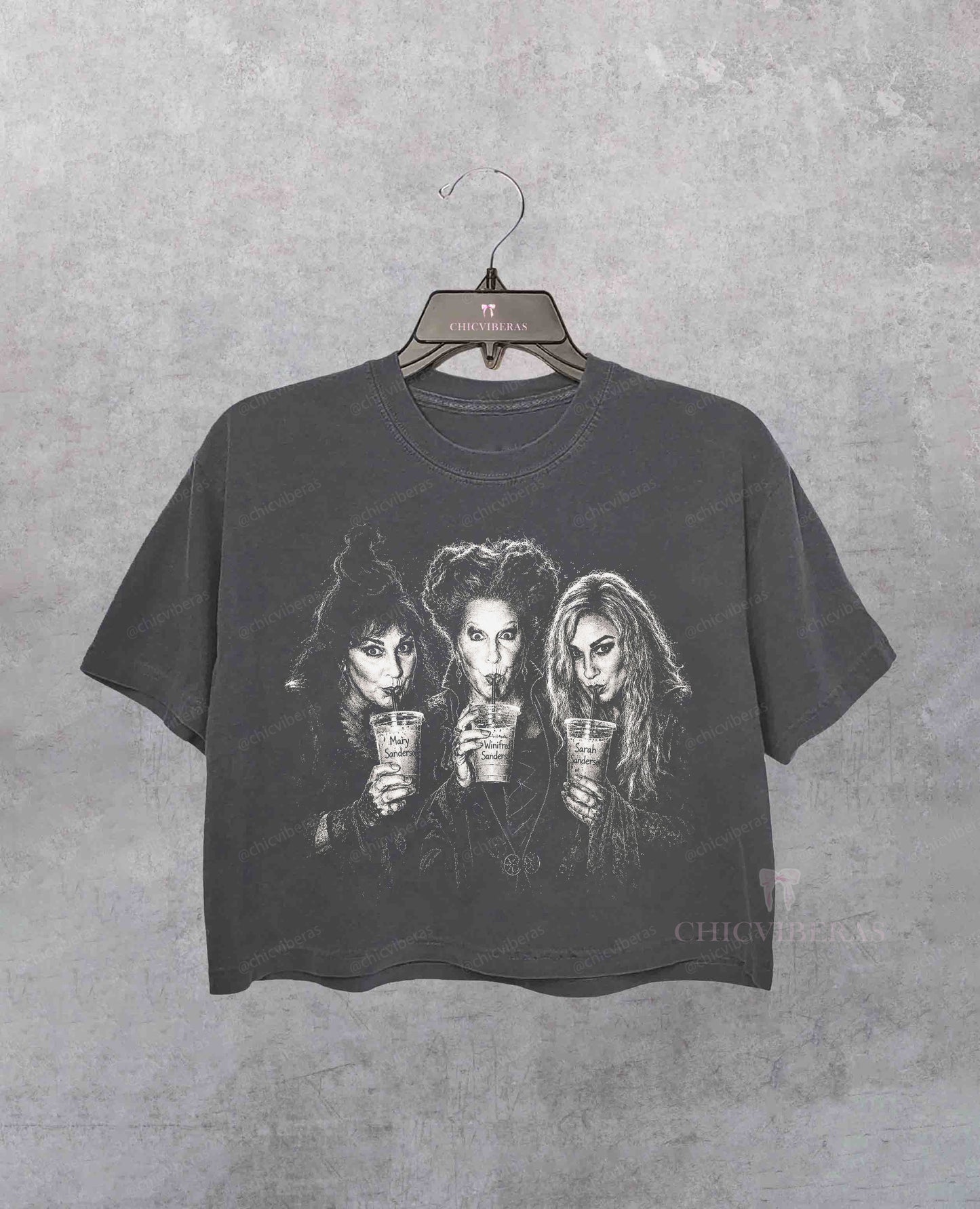 Hocus Pocus Iced Coffee Halloween Characters Crop Shirt