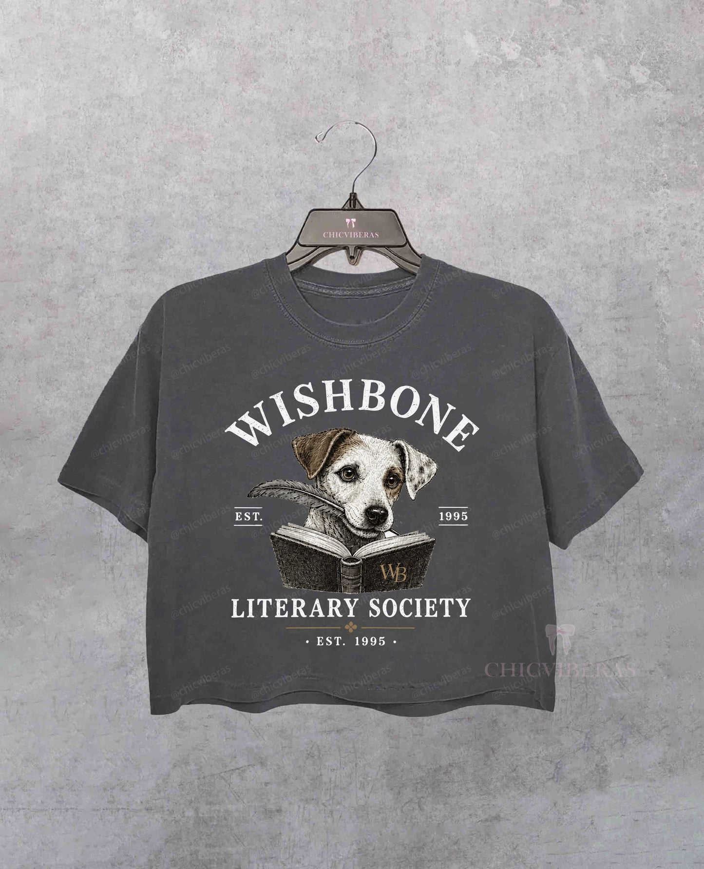 Wishbone Dog Vintage Literary Society Crop Shirt