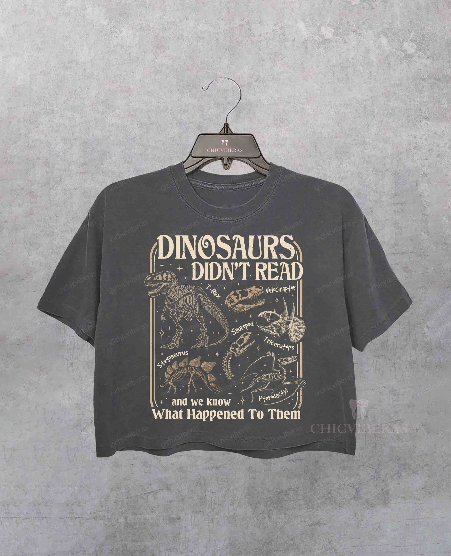 Dinosaurs Didn't Read Funny Book Lover Crop Shirt