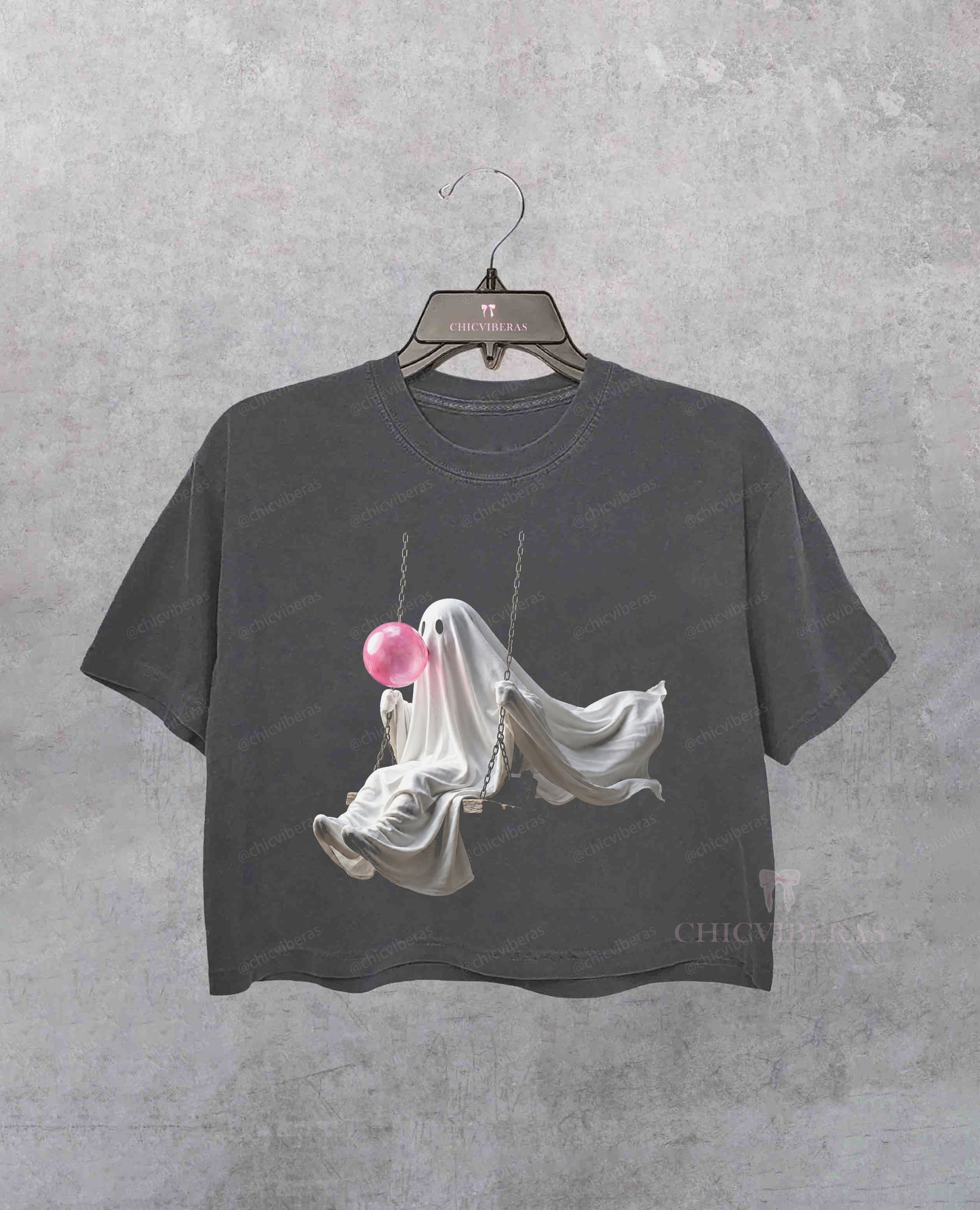 Ghost Swinging Bubblegum Crop Shirt