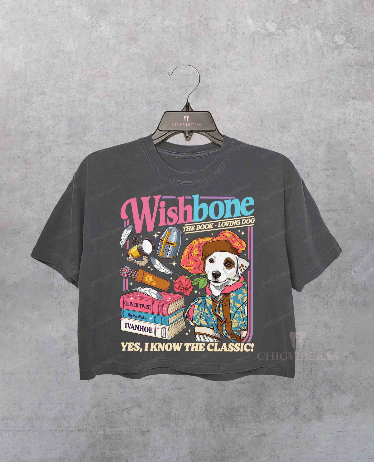 Wishbone Dog Classic Literature Book Loving Dog Crop Shirt