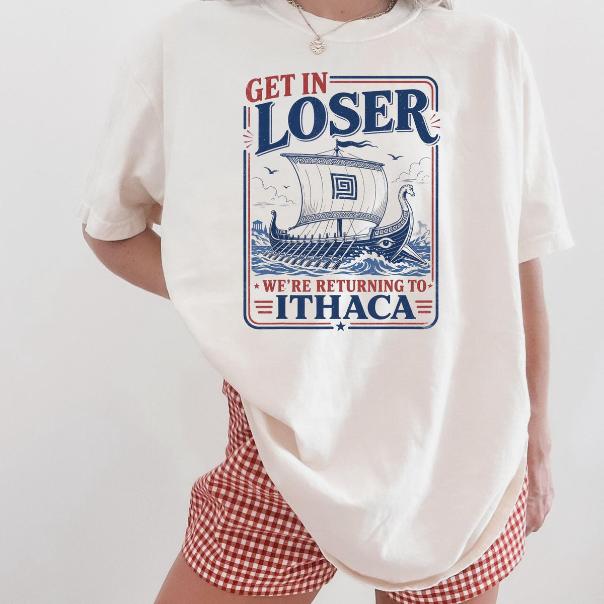 Funny Get in Loser Returning to Ithaca Greek Mythology Crop Shirt