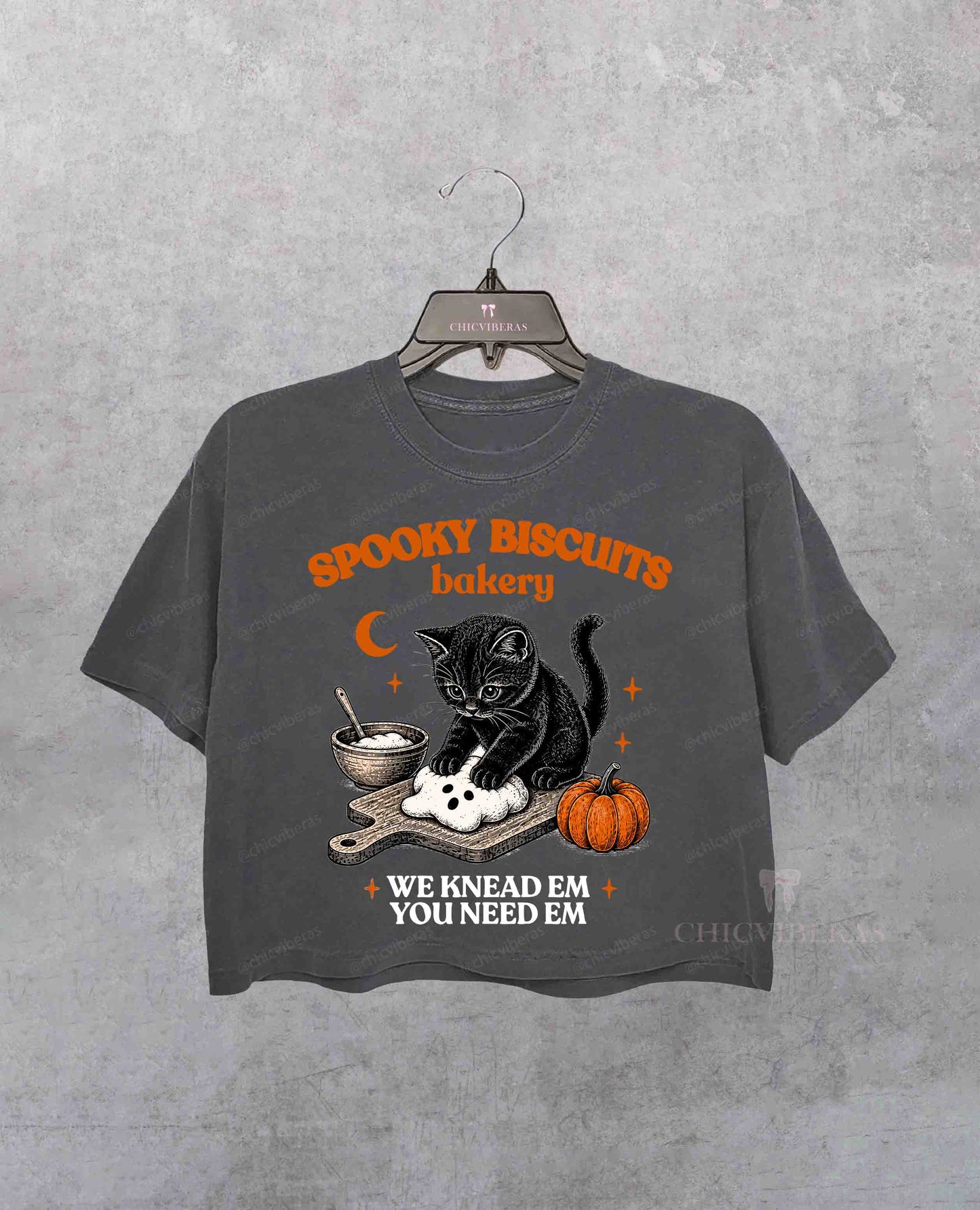 Kitty Biscuits Shirt Spooky Season Crop Shirt