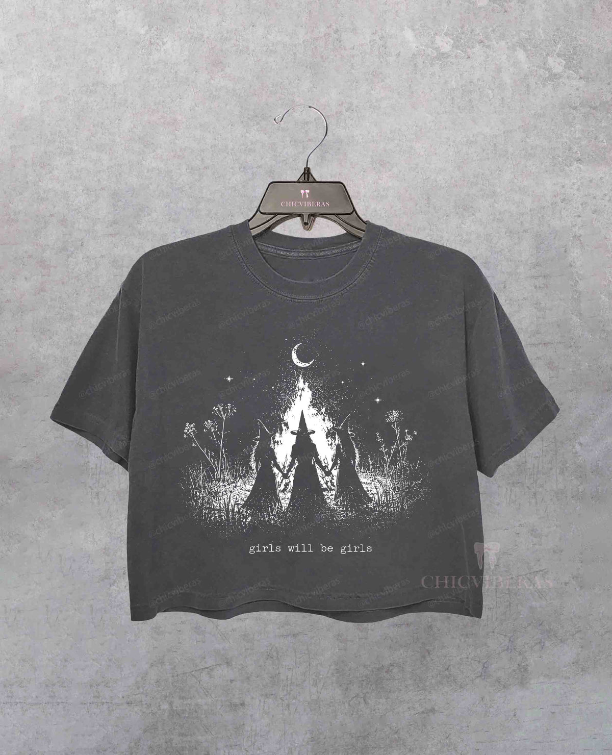 Vintage Girls Will Be Girls Witch Halloween Crop Shirt