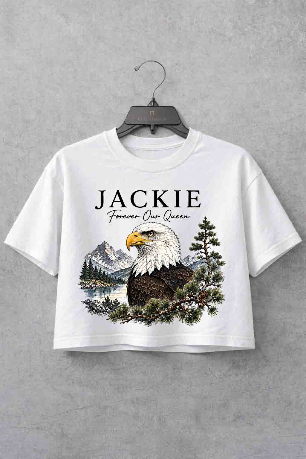 Jackie Bald Eagle Forever Our Queen Crop Shirt