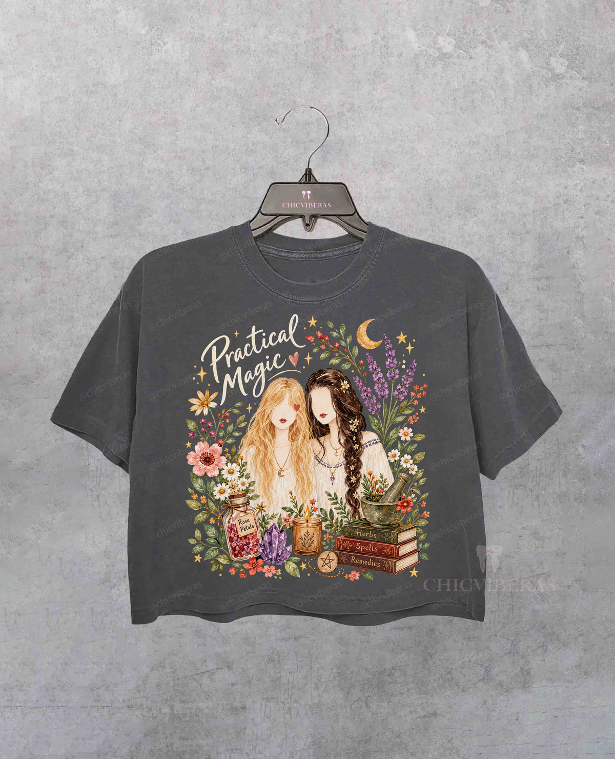 Practical Magic Watercolor Owens Sisters Halloween Crop Shirt