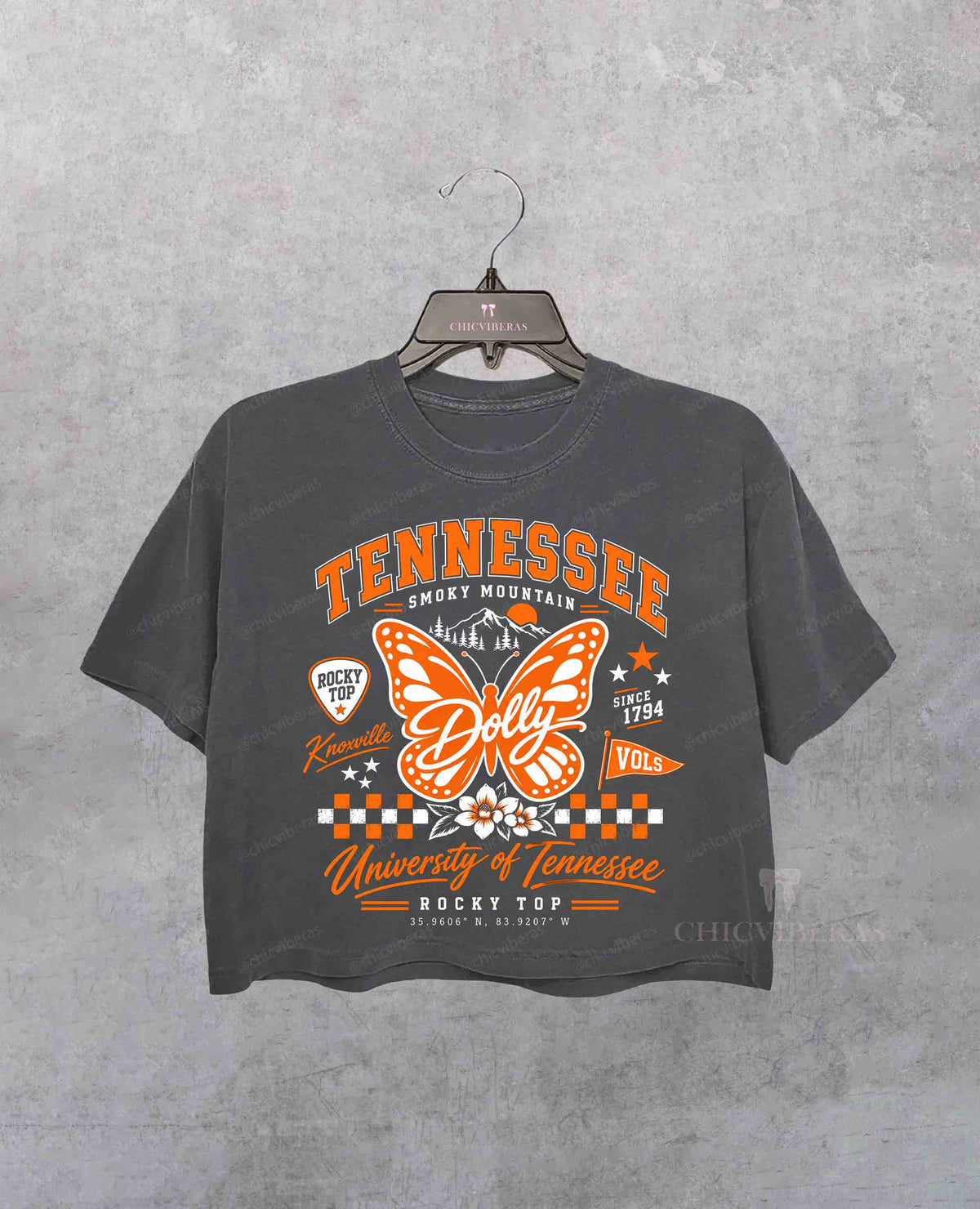 Tennessee Volunteers Butterfly Dolly Fan Tribute Crop Shirt