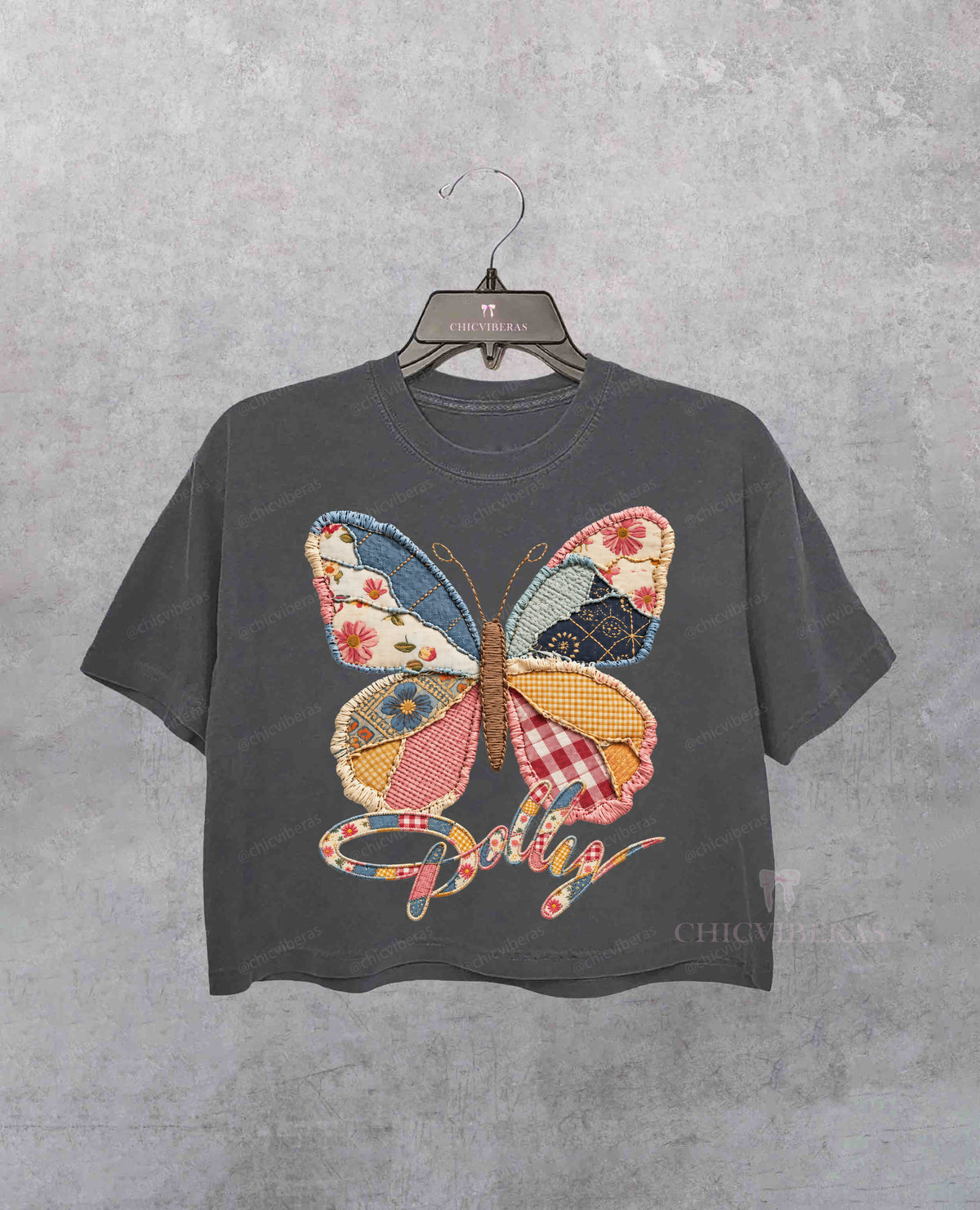 Dolly Patchwork Butterfly Crop Shirt