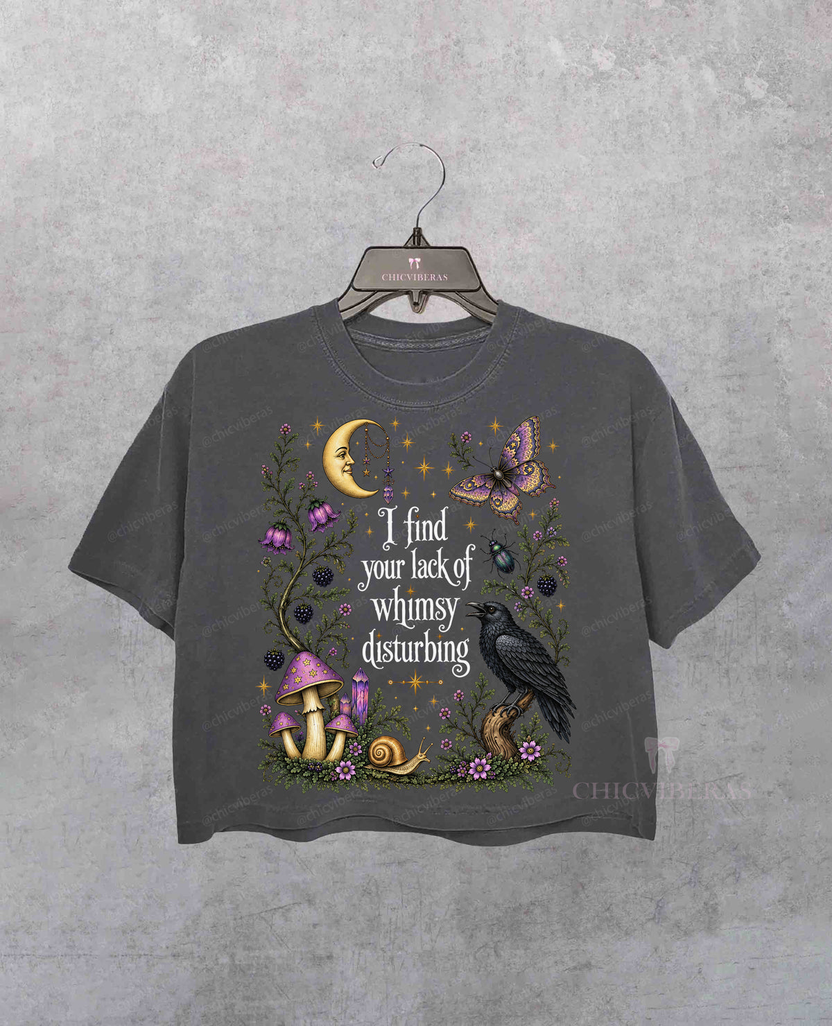 I Find Your Lack of Whimsy Disturbing Crop Shirt - Deep Gray