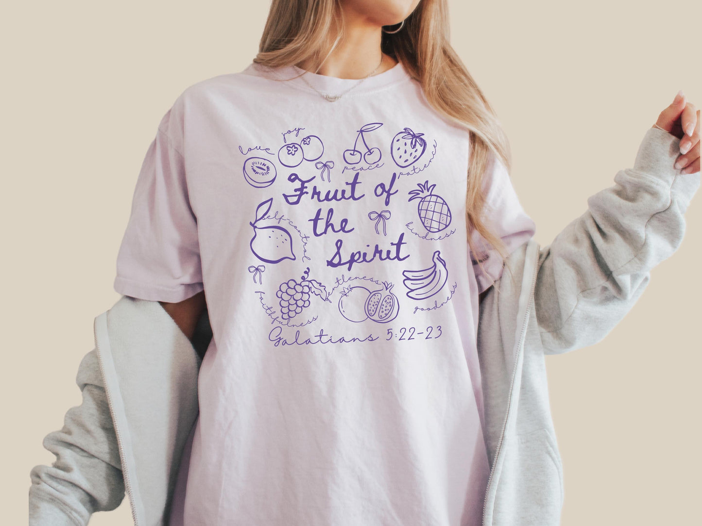 Fruit of the Spirit Christian Doodle Bible Verse Crop Shirt