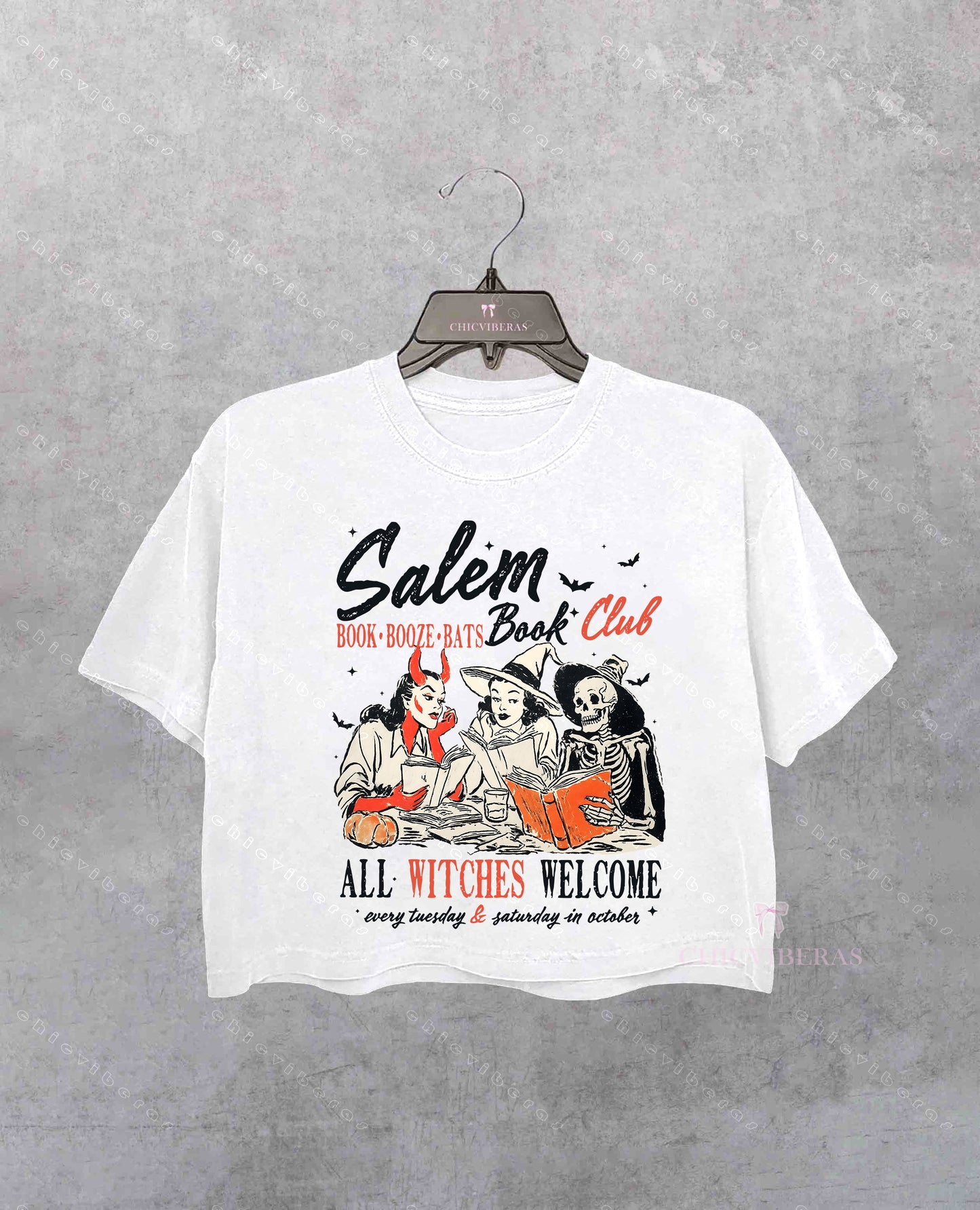 Witchy Book Club Spooky Girl Reading Crop Shirt