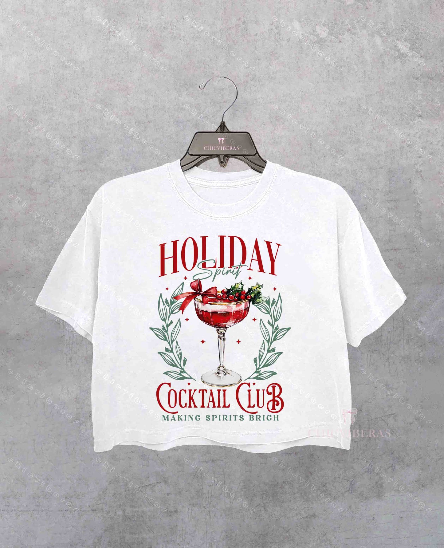 Holiday Spirit Cocktail Club Crop Shirt