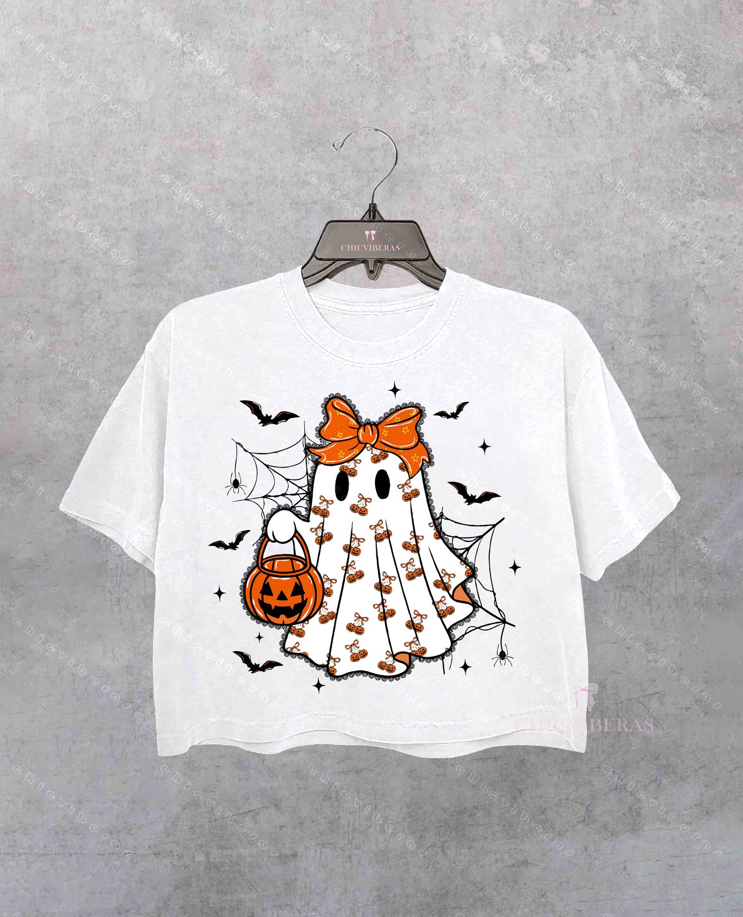 Lace Ghost Coquette Spooky Season Crop Shirt