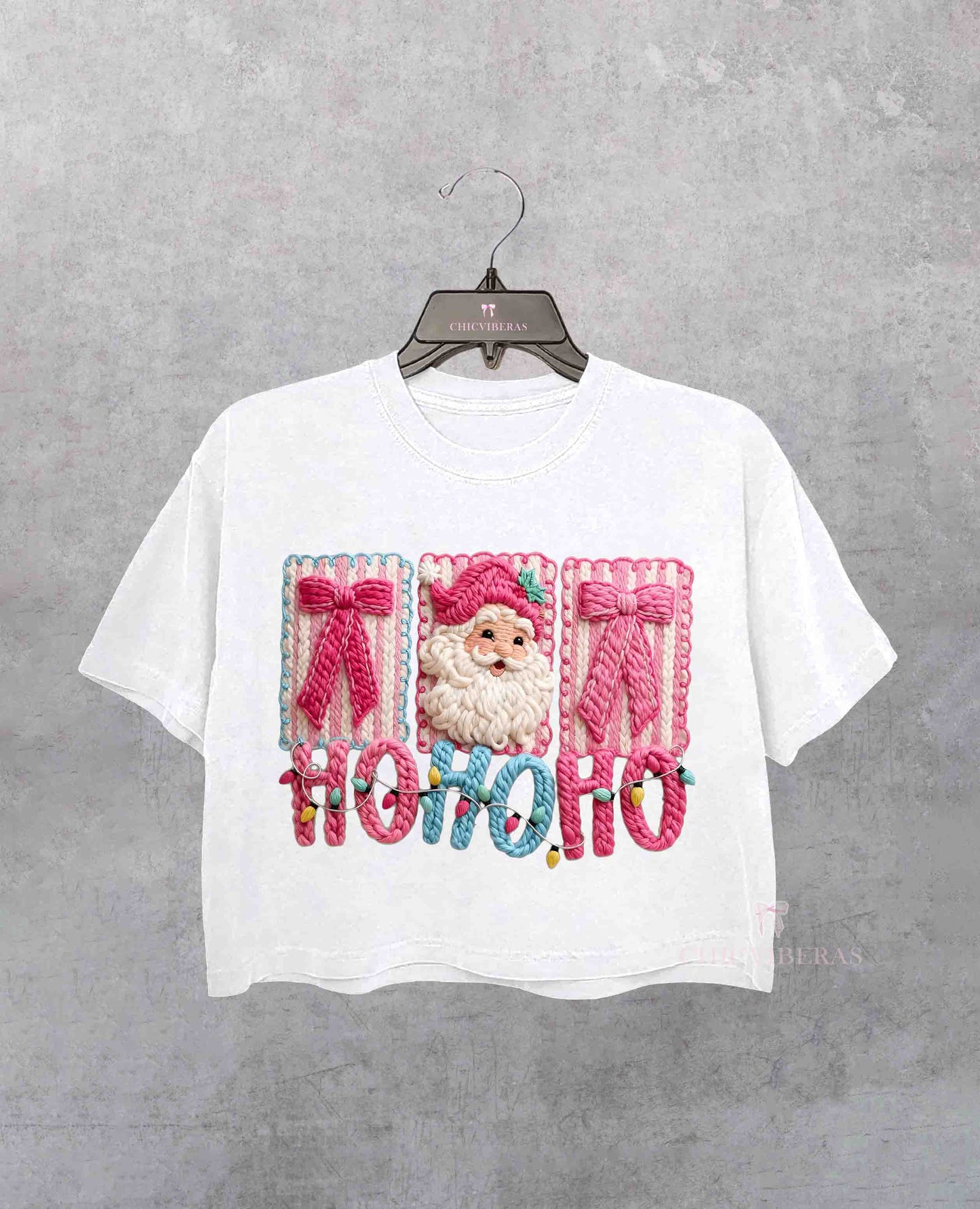Yarn Christmas Ho Ho Ho Graphic Crop Shirt