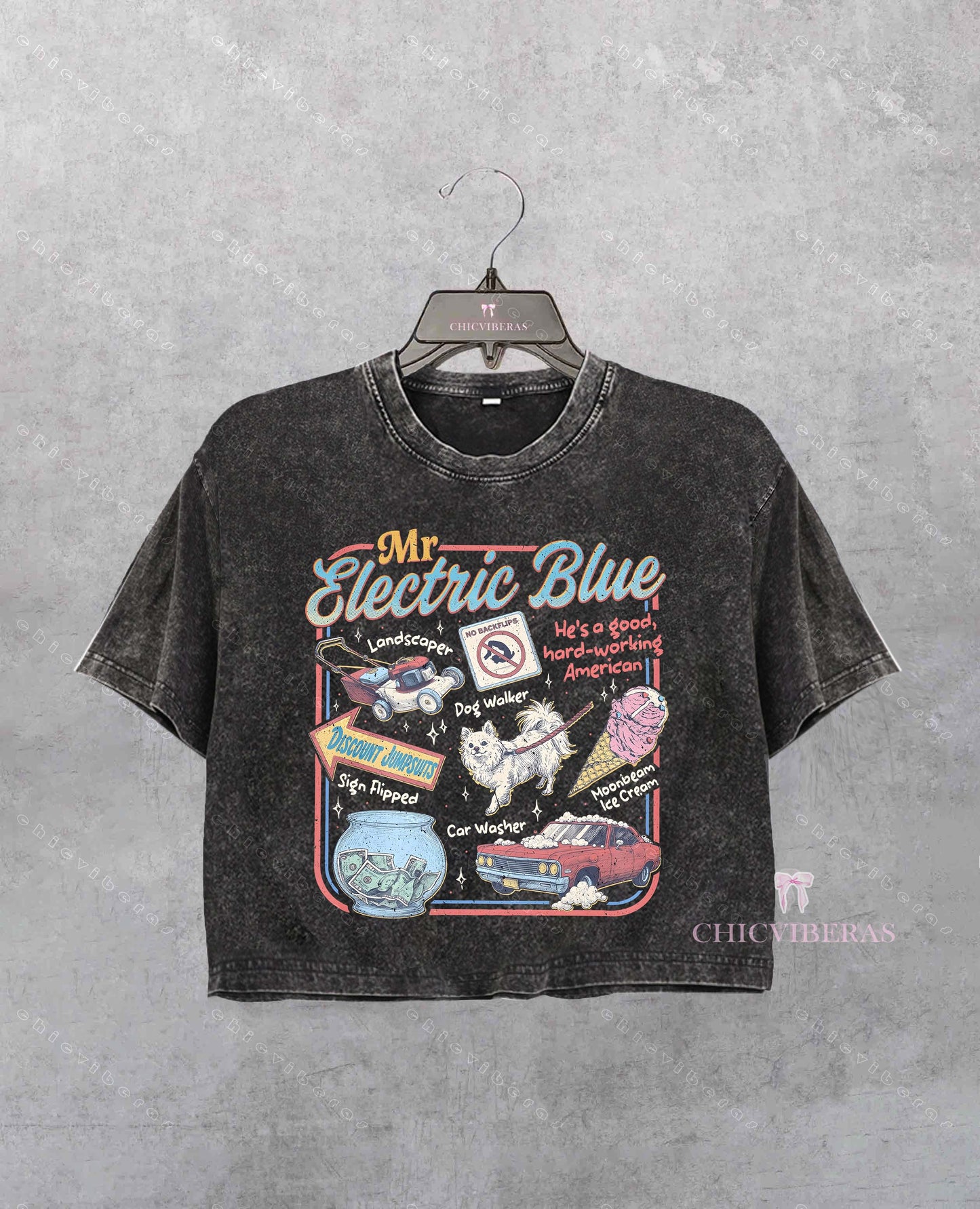 Mr Electric Blue Moonbeam Ice Cream Crop Shirt