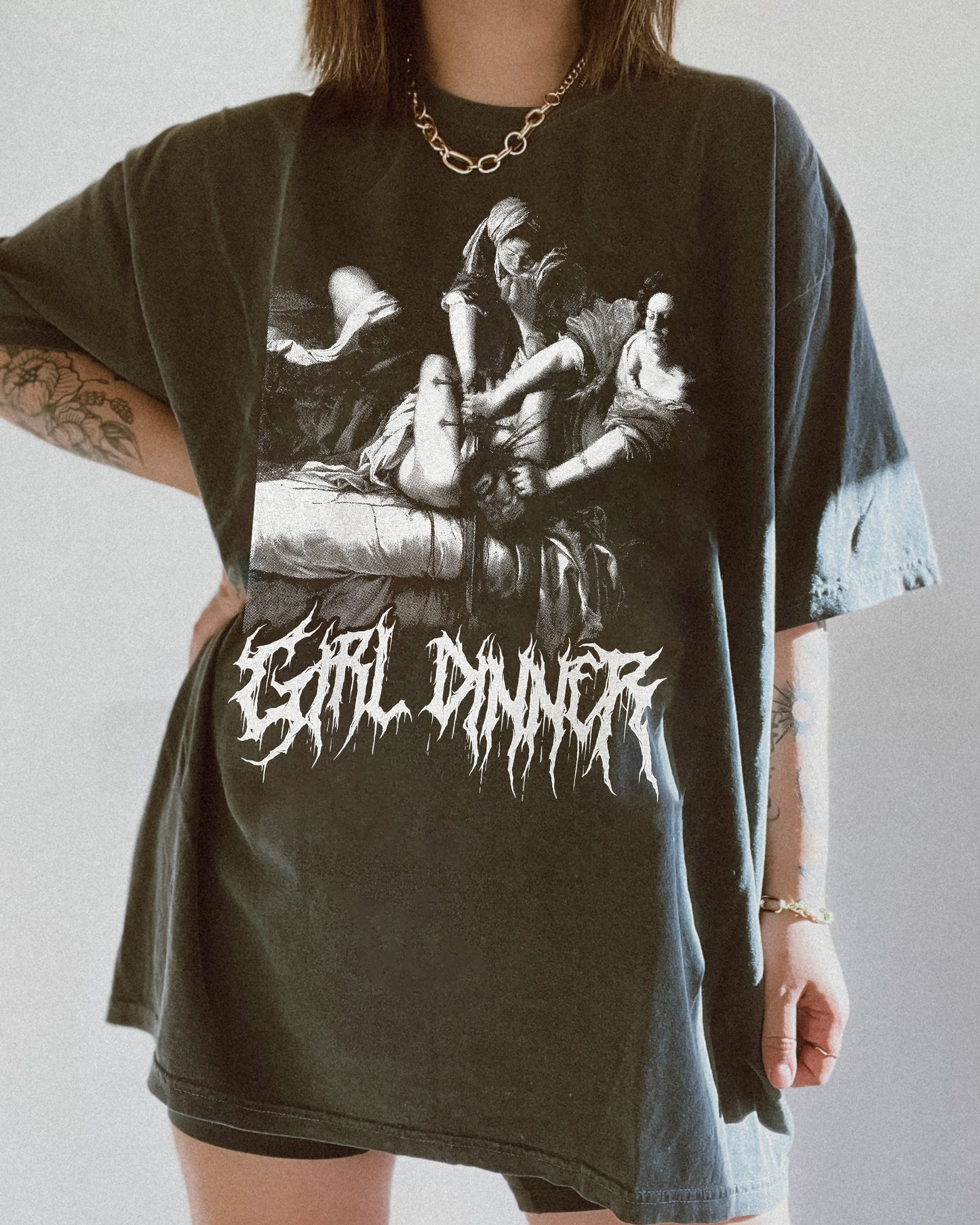 Black Metal Girl Dinner Feminist Baroque Art History Tee