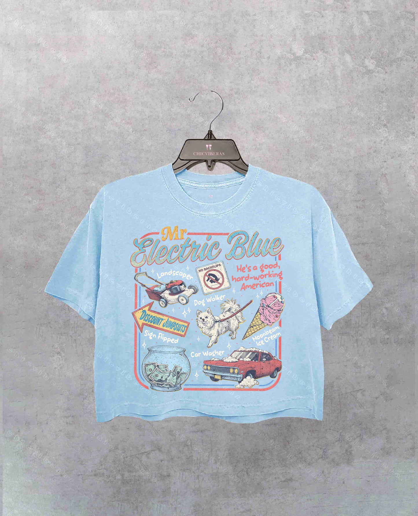 Mr Electric Blue Moonbeam Ice Cream Crop Shirt