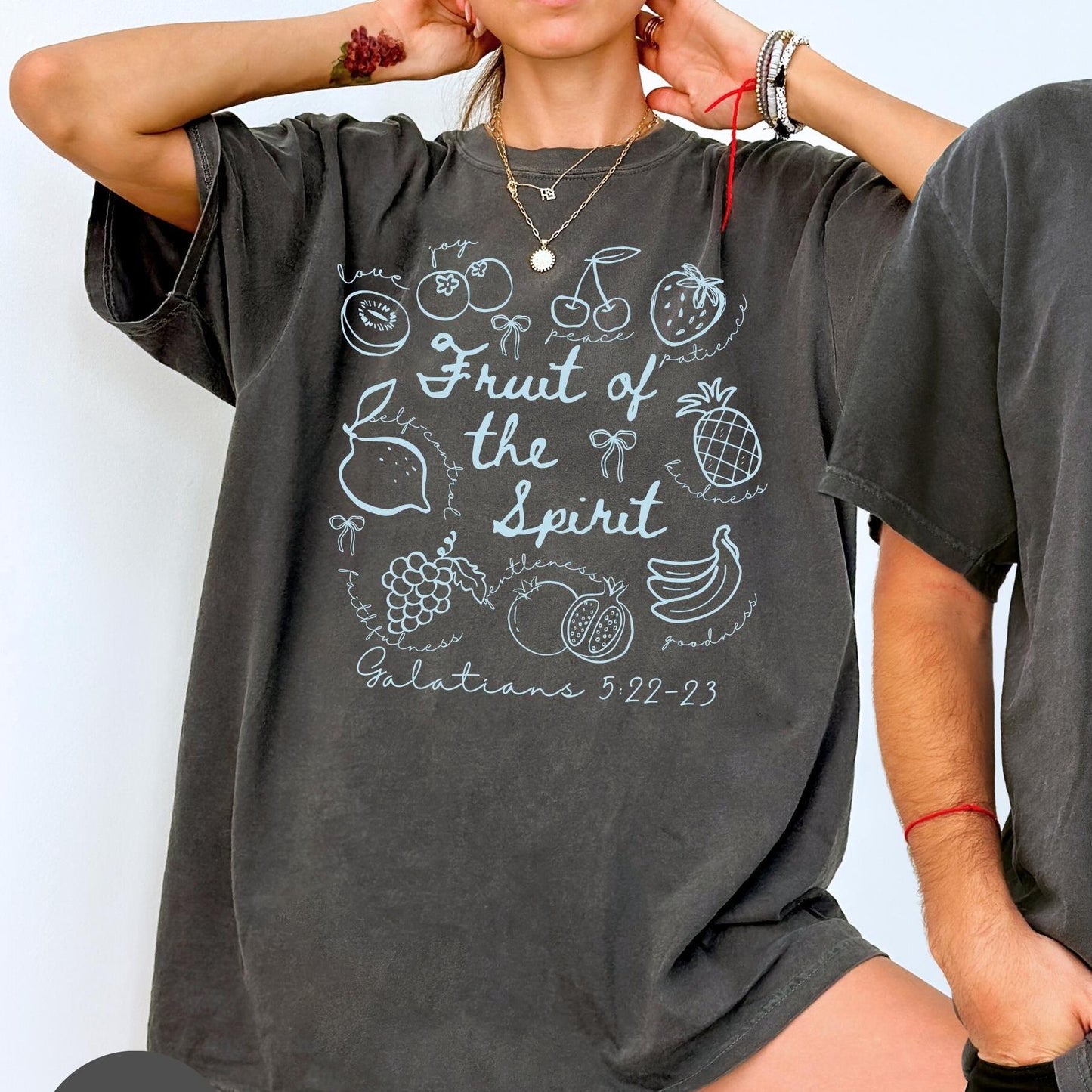 Fruit of the Spirit Christian Doodle Bible Verse Crop Shirt