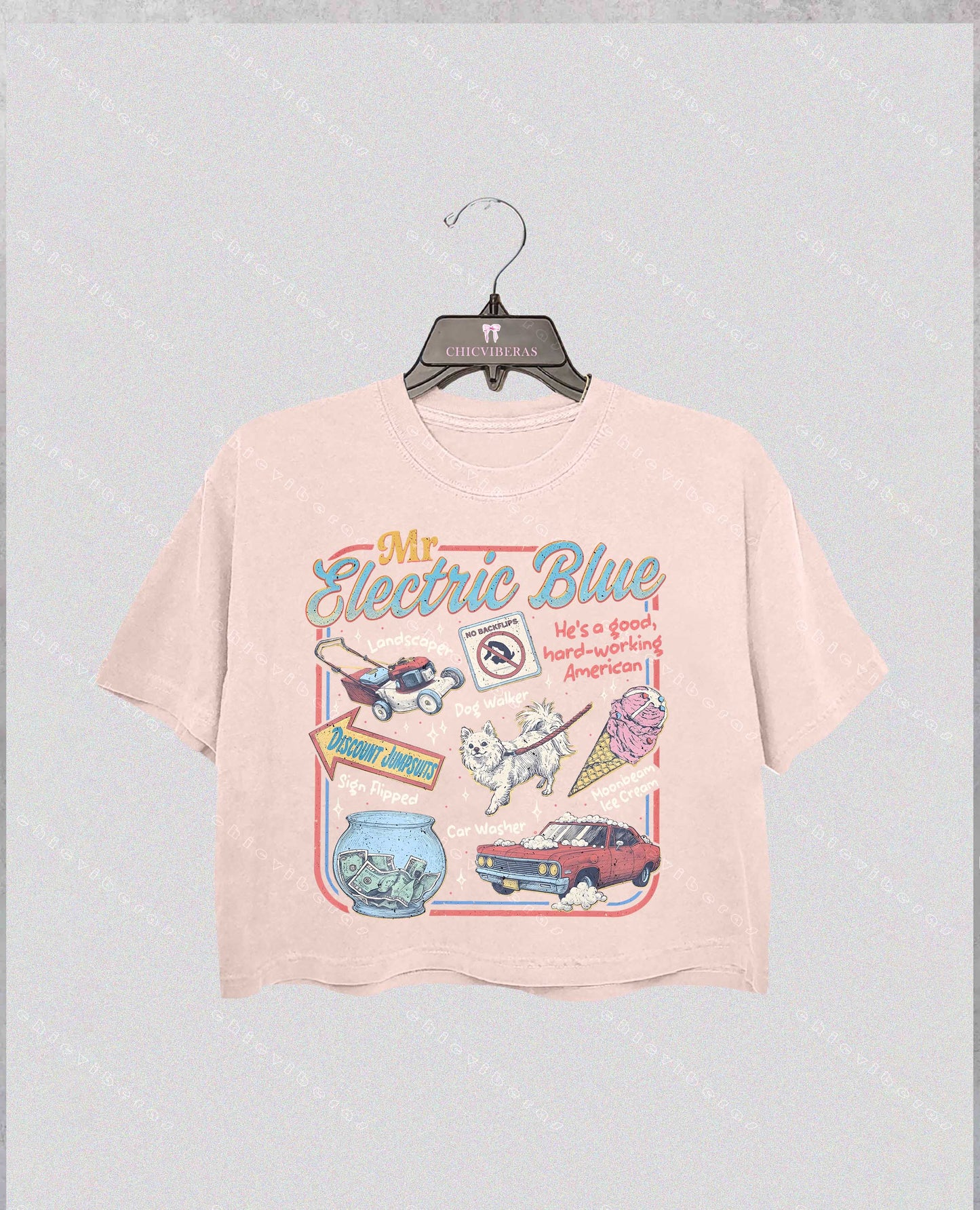 Mr Electric Blue Moonbeam Ice Cream Crop Shirt