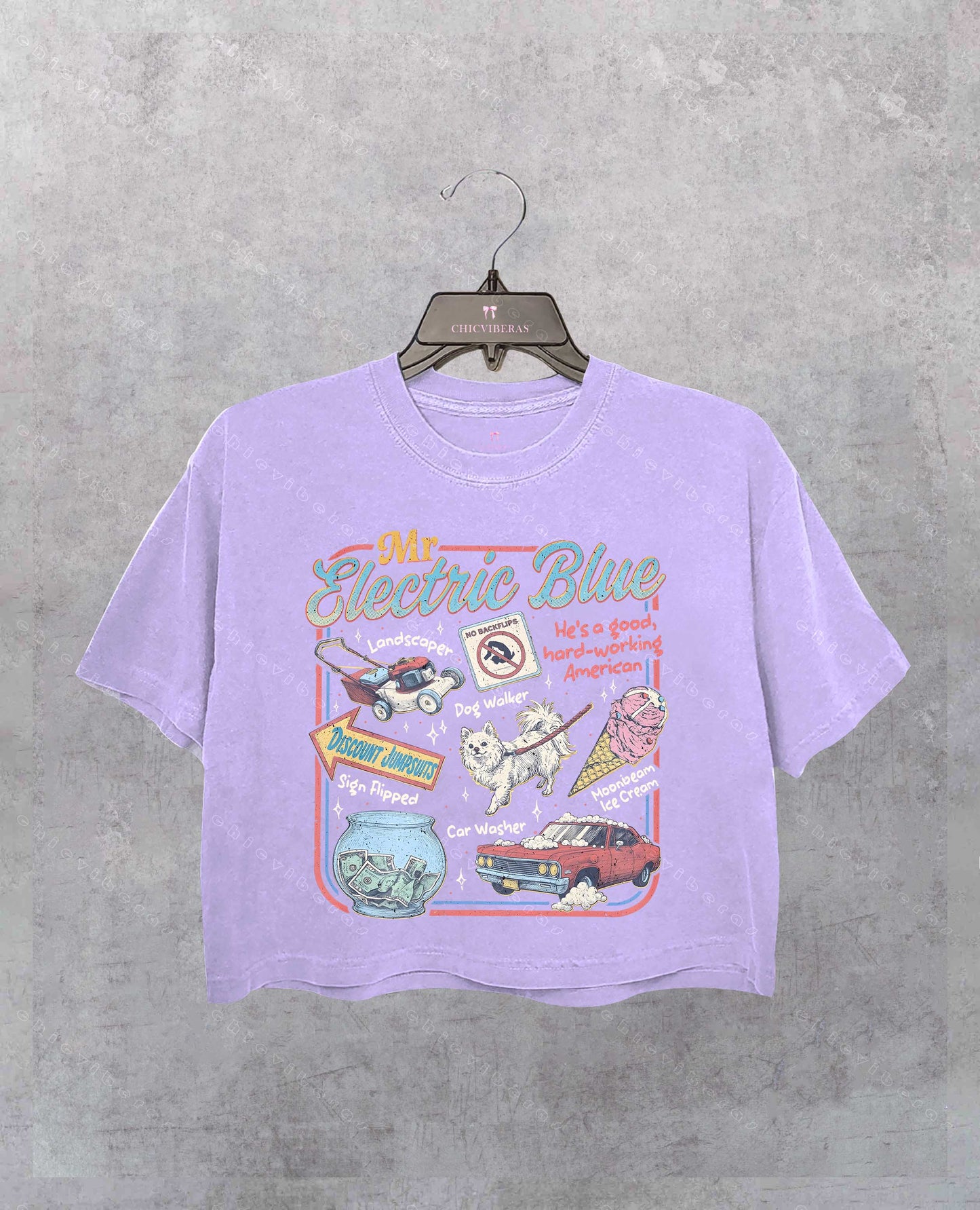 Mr Electric Blue Moonbeam Ice Cream Crop Shirt