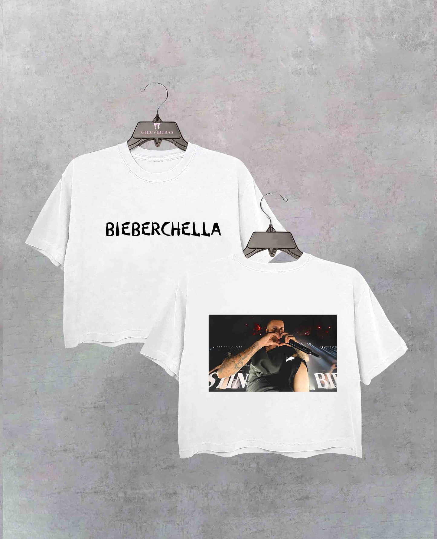 Bieberchella JB Heart Black Crop Shirt
