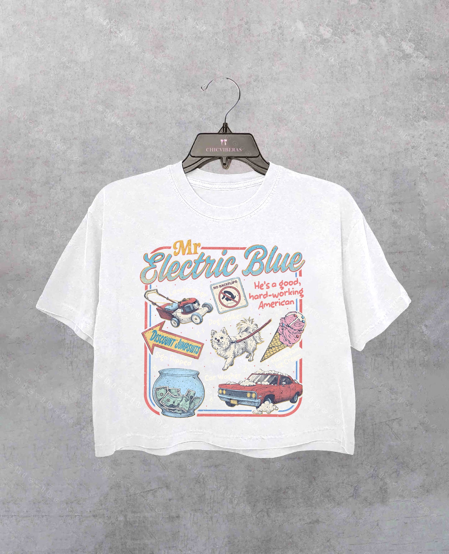 Mr Electric Blue Moonbeam Ice Cream Crop Shirt
