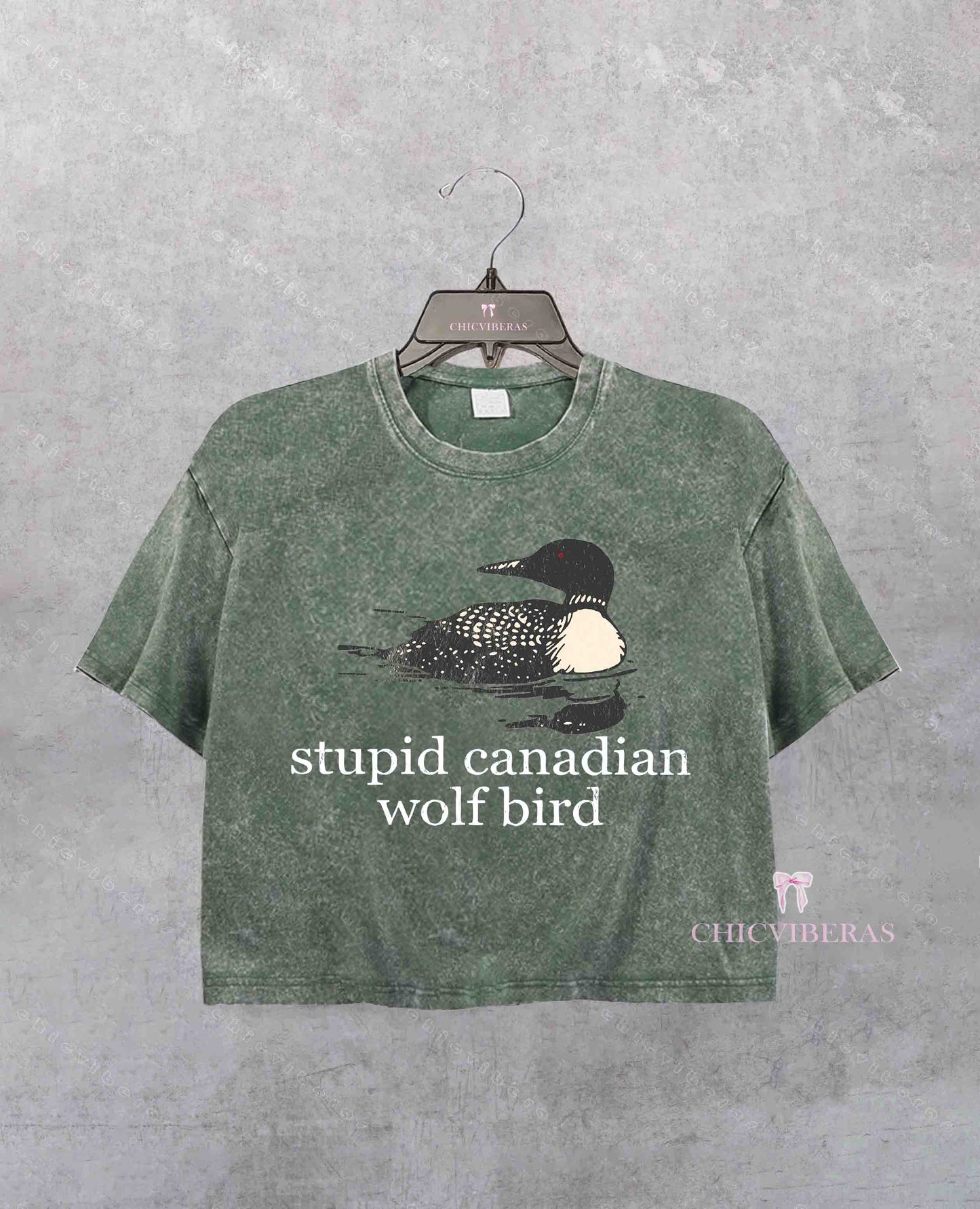 Stupid Canadian Wolf Bird Crop Shirt