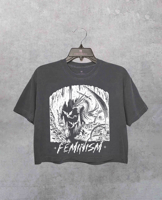 Vintage Feminism Dragon Crop Shirt