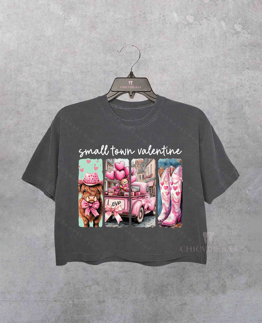 Small Town Western Valentines Crop Shirt