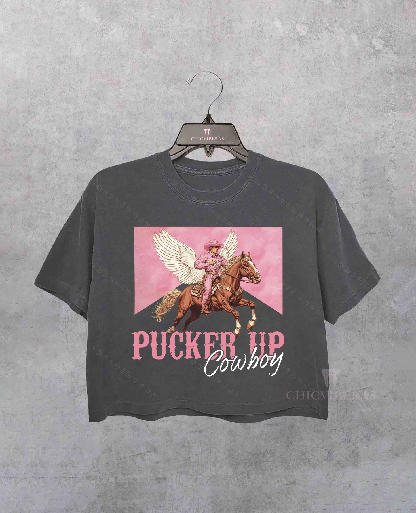 Pucker Up Cowboy Western Valentines Crop Shirt