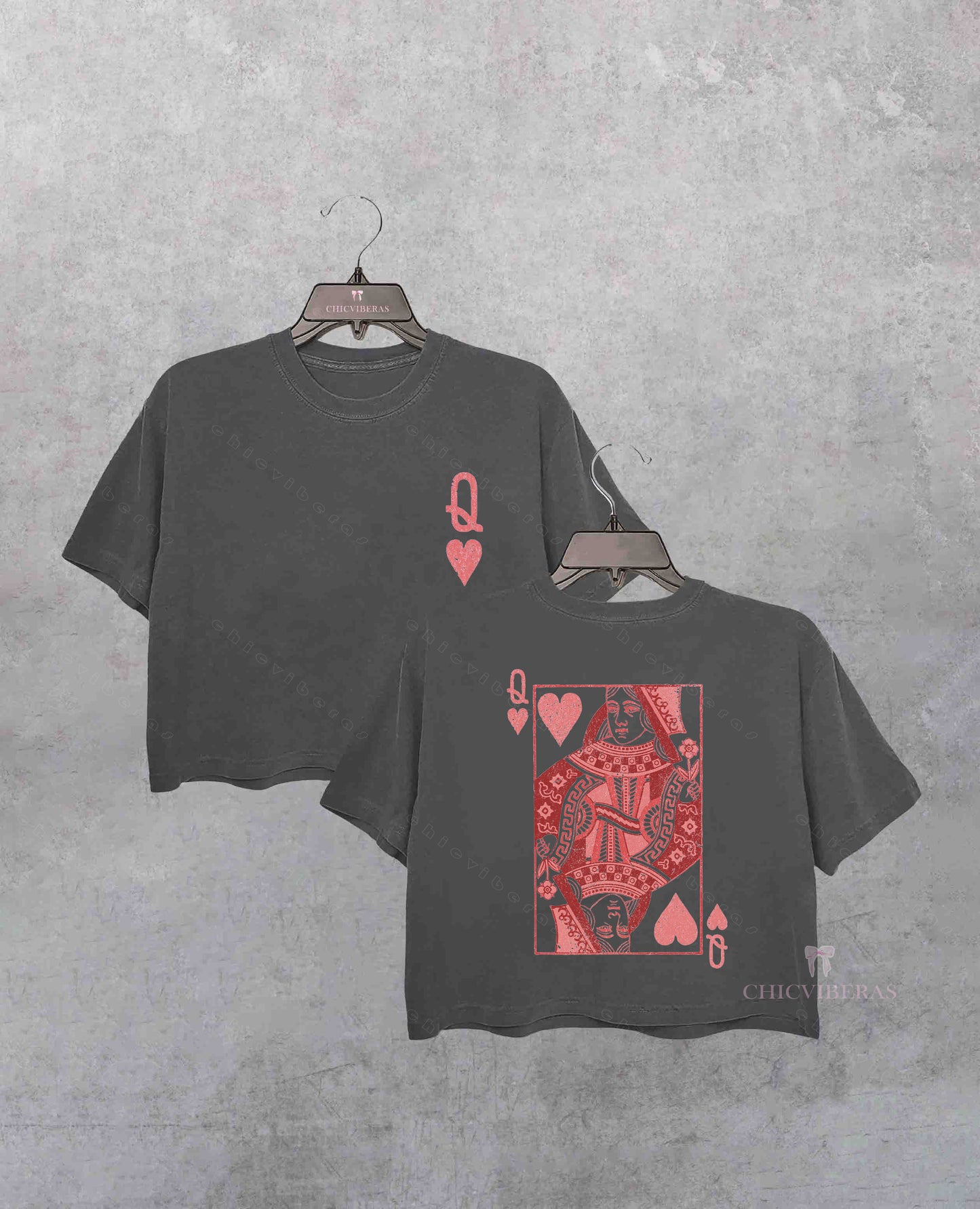 Queen of Hearts Funny Valentines Day 2 Sides Crop Shirt