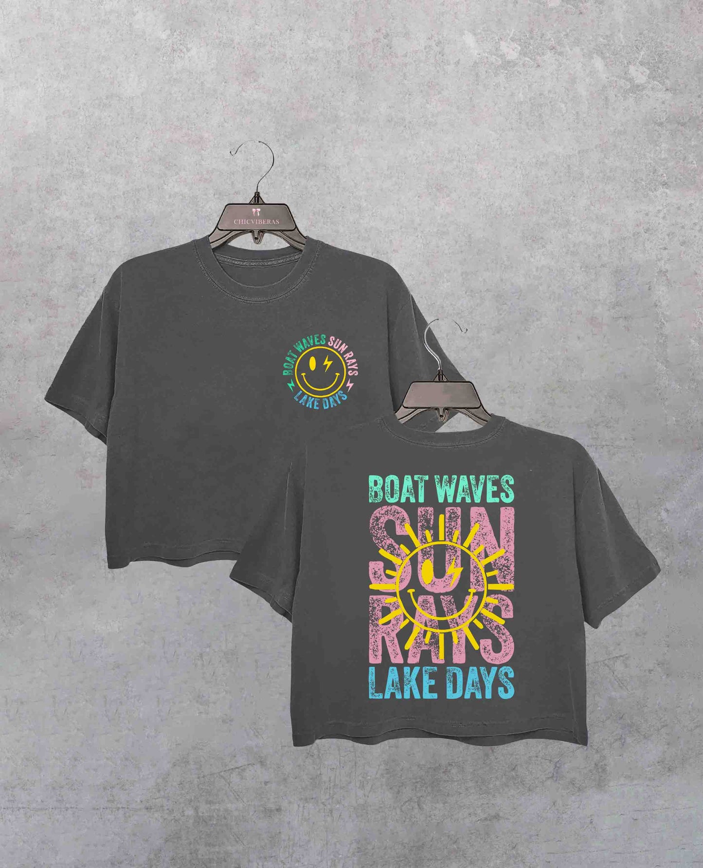 Boat Waves Sun Rays Lake Days Crop Shirt