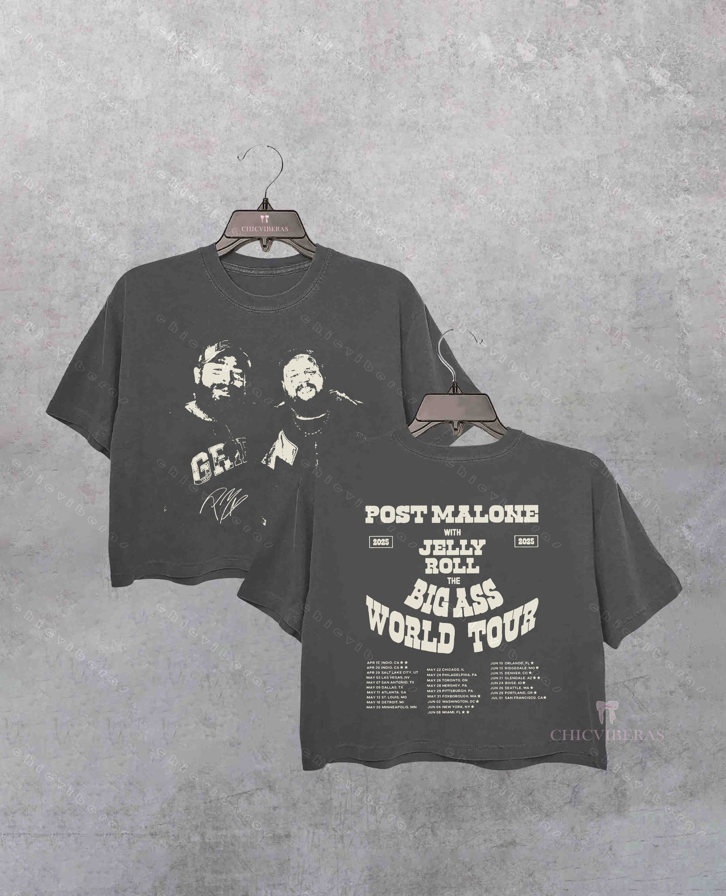 Post Malone x Jelly Roll 2025 Tour 2 Sides Crop Shirt