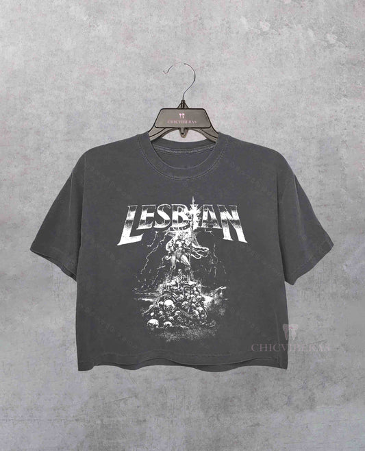 Lesbian Warrior Dark Fantasy Crop Shirt