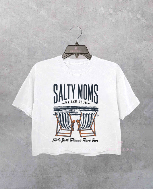 Salty Moms The Beach Club Trendy Summer Crop Shirt