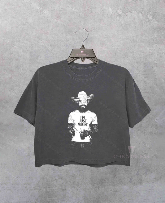 Post Malone Cowboy Im Just Vibin Crop Shirt