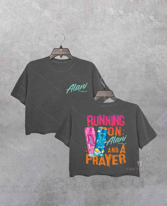 Running On Alani Cute Funny Humor Energy Drink Alani Nu Alani Crop Shirt