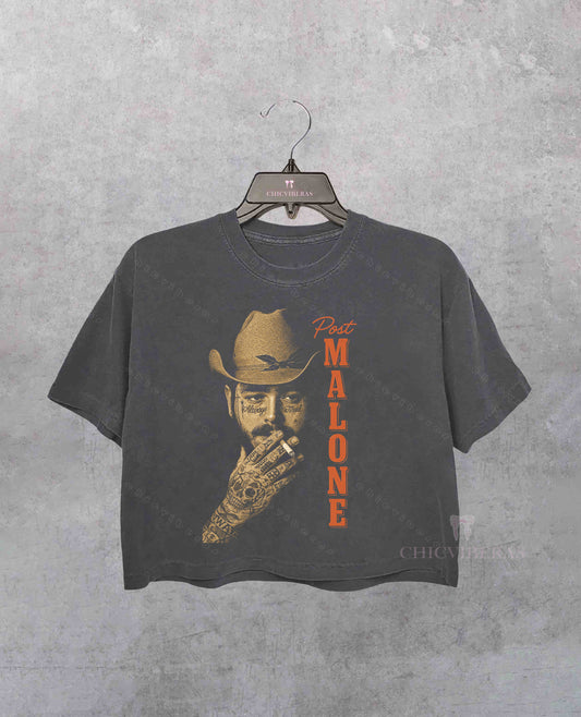 Cowboy Post Rap Country Music Crop Shirt