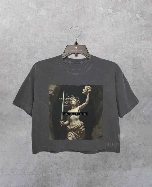 Girls Will Be Girls Medusa with the Head of Perseus Crop Shirt