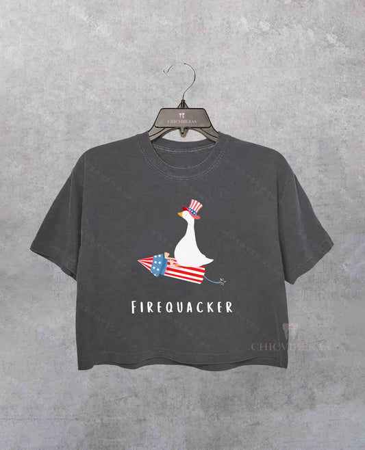 Firequacker Goose Shirt 4th Of July Crop Shirt