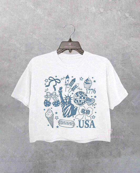 America Coquette 4th of July Crop Shirt