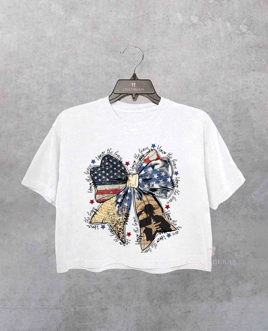 Coquette American Honor The brave Memorial Crop Shirt