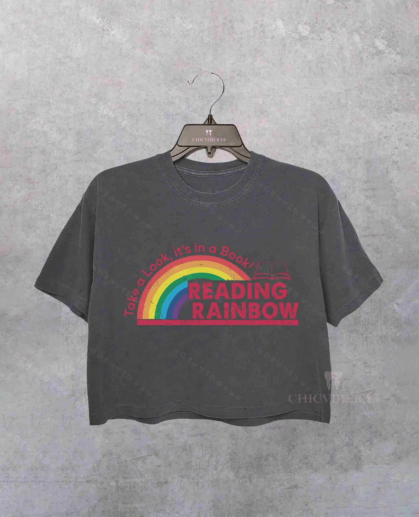 Take a Look It's in a Book Reading Rainbow Crop Shirt