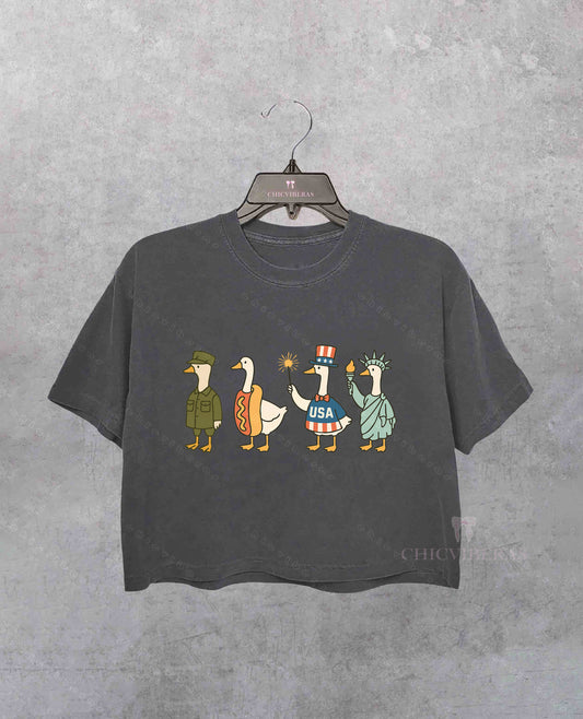 4th of July Silly Goose USA Crop Shirt