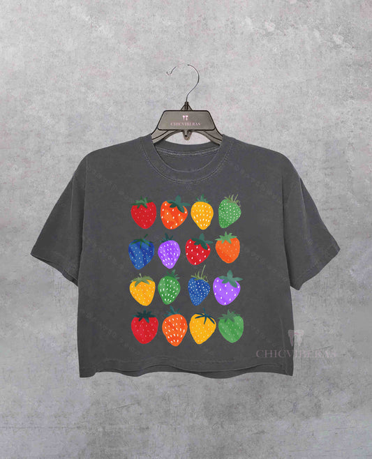 LGBTQ Pride Strawberry Crop Shirt