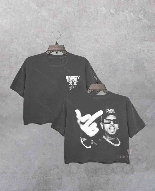 Chris Brown Middle Finger Tour 2025 2 Sided Crop Shirt