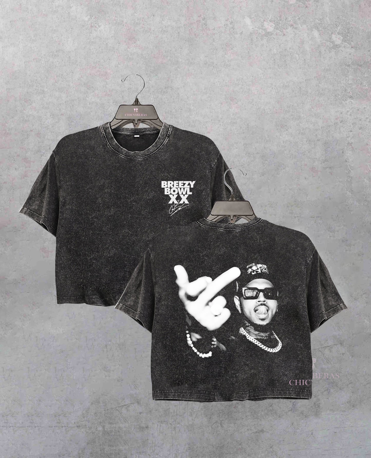 Chris Brown Middle Finger Tour 2025 2 Sided Crop Shirt