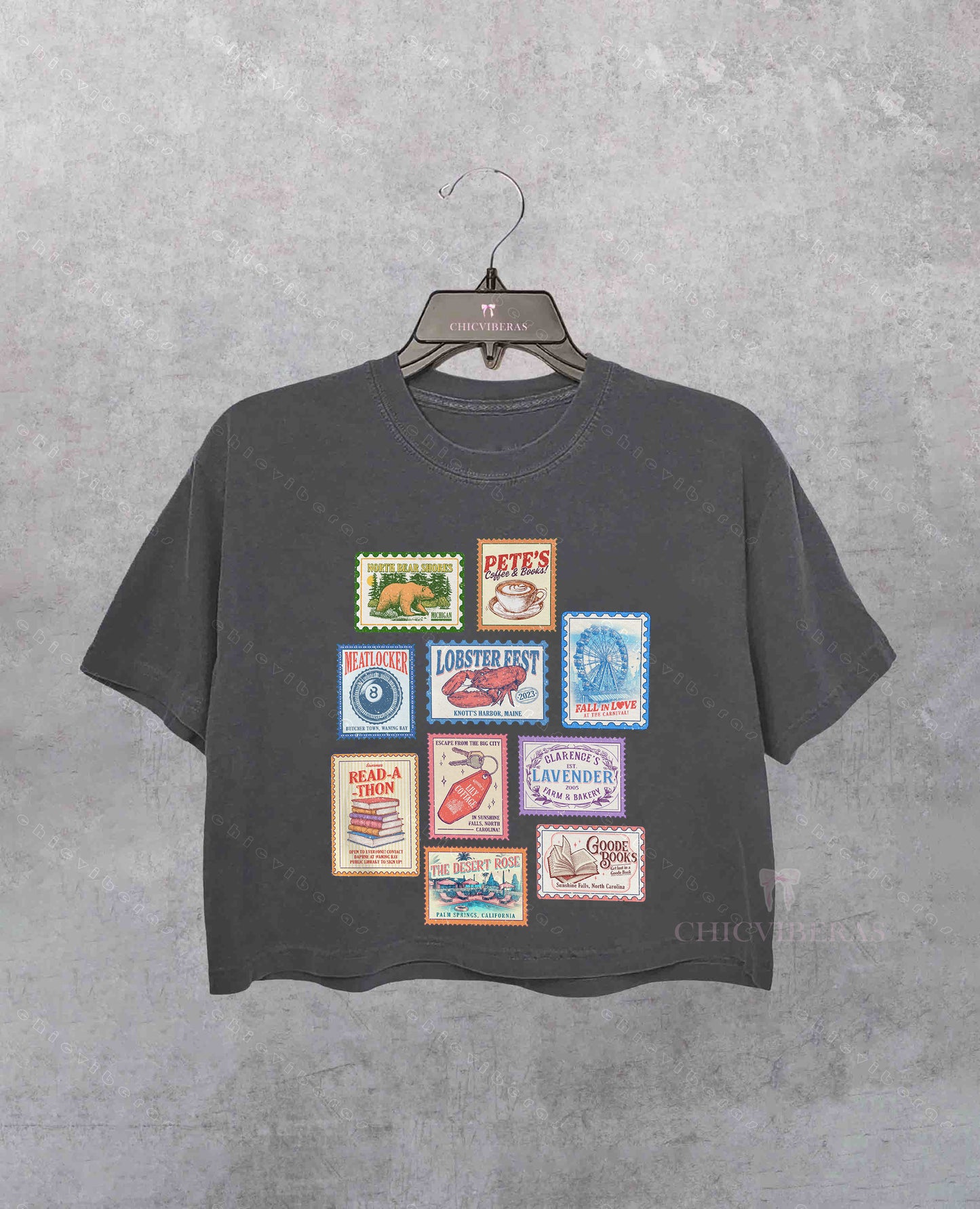 Emily Henry Books Stamp Crop Shirt