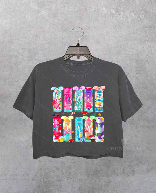 Coquette Bow Summer Drink Crop Shirt