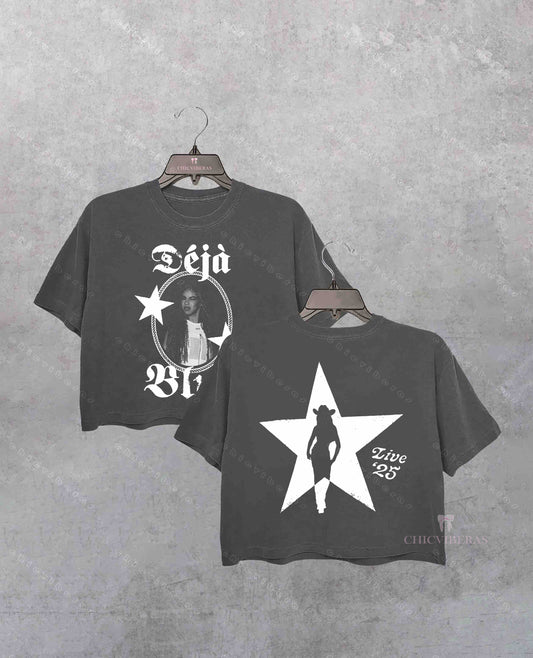 Beyoncé Déjà Blue Cowboy Carter Tour Inspired Crop Shirt